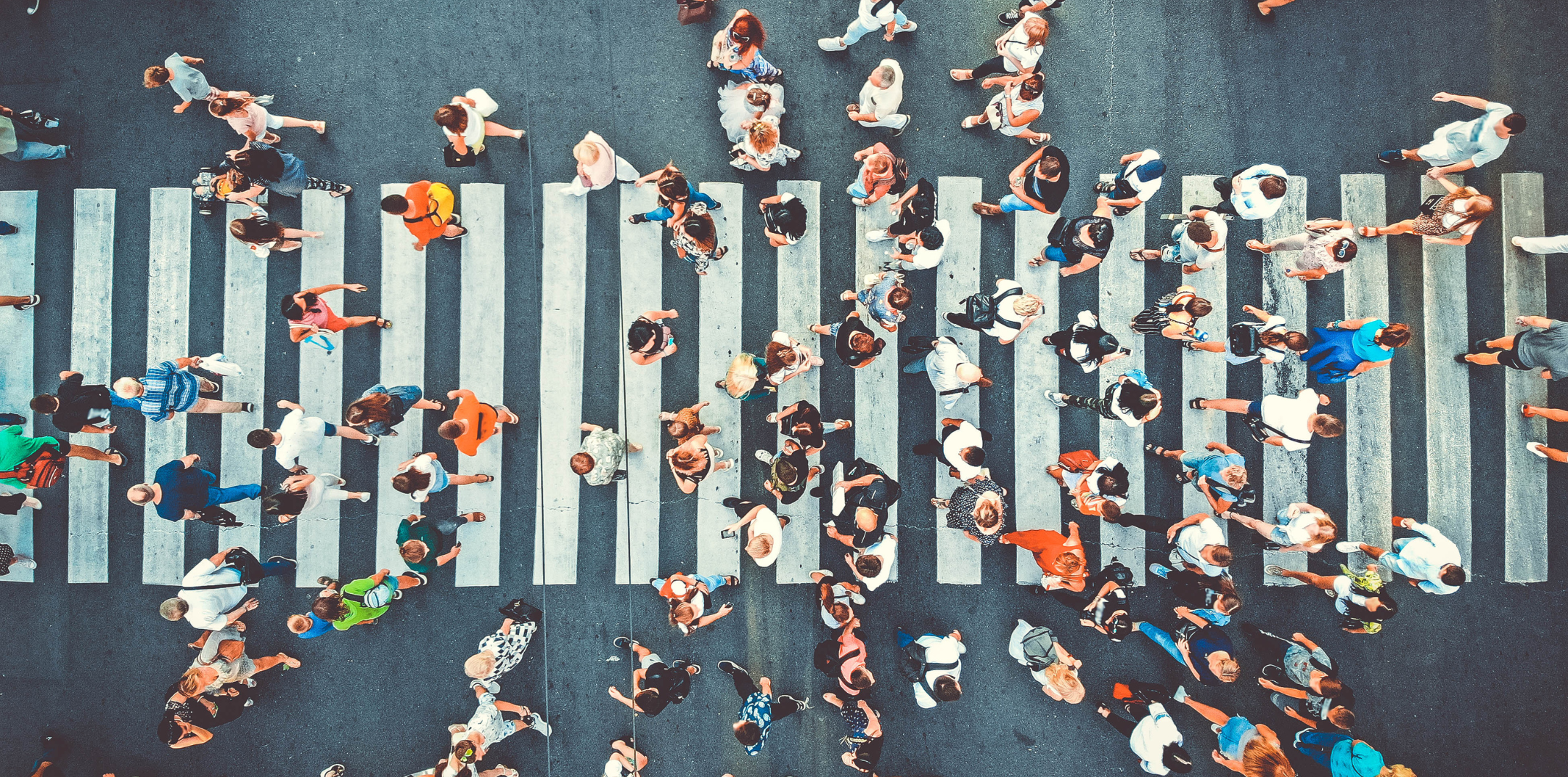 busy crossing showing lots of people from a bird's eye view